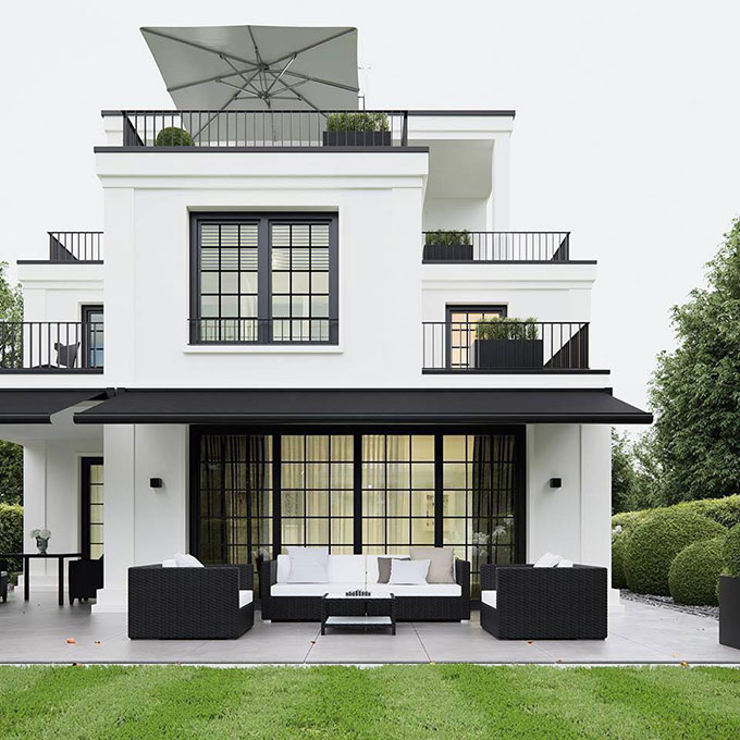 Biệt thự 2 tầng phong cách hiện đại với tông màu trắng đen