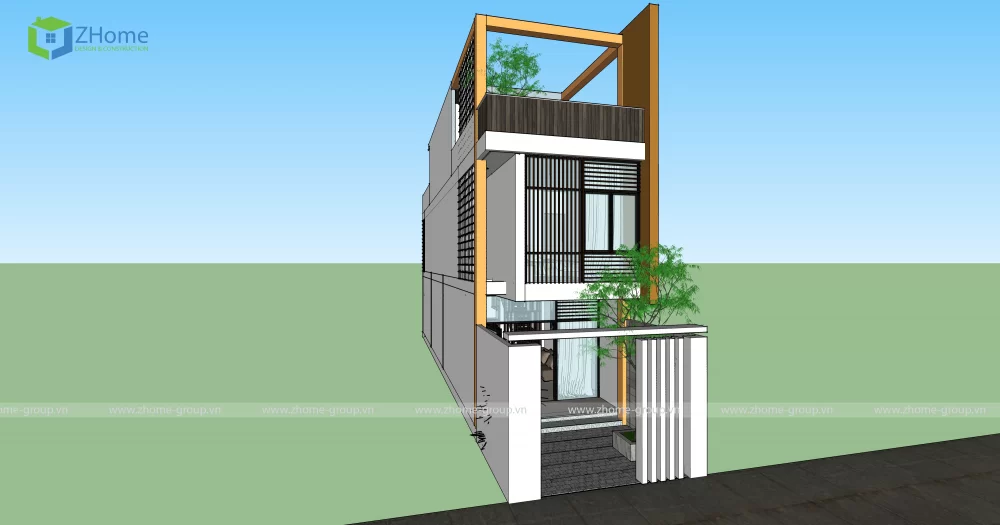 Thiết kế mặt trước nhà anh Chiến