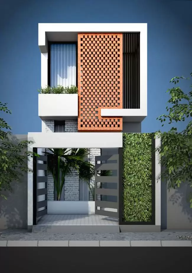 Nhà 2 tầng không sử dụng ban công đẹp