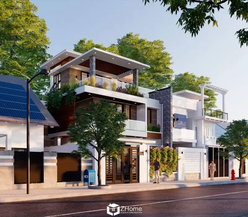 Hình ảnh thiết kế biệt thự 1 trệt 2 lầu