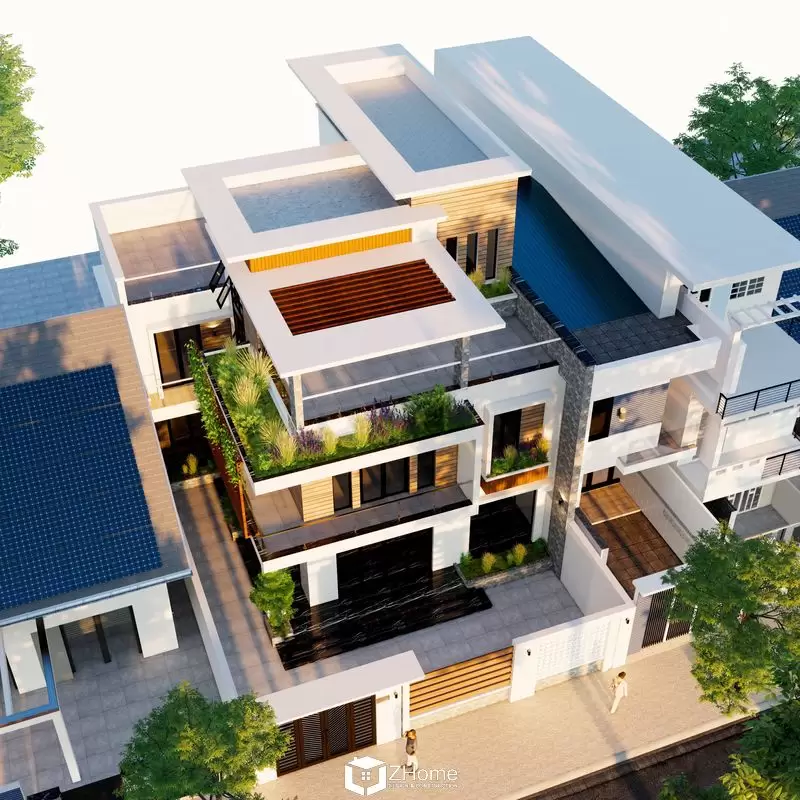 Hình ảnh thiết kế biệt thự 1 trệt 2 lầu