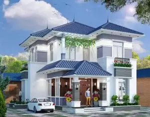 Mẫu thiết kế kiến trúc biệt thự 2 tầng mái Nhật đẹp 2023