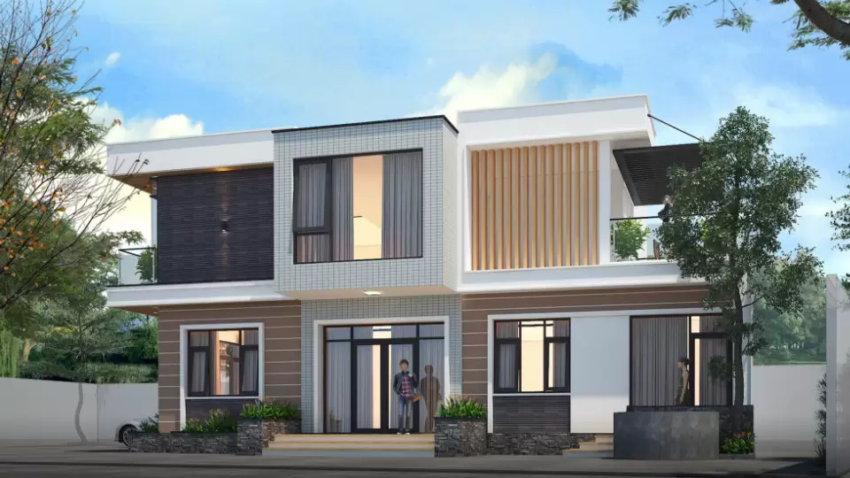 20+ Mẫu biệt thự 2 tầng có mái bằng hiện đại thịnh hành 2023
