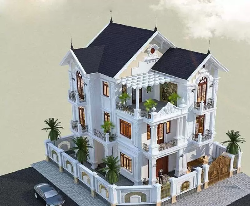 Mẫu biệt thự tân cổ điển 3 tầng với kiểu Pháp hiện đại
