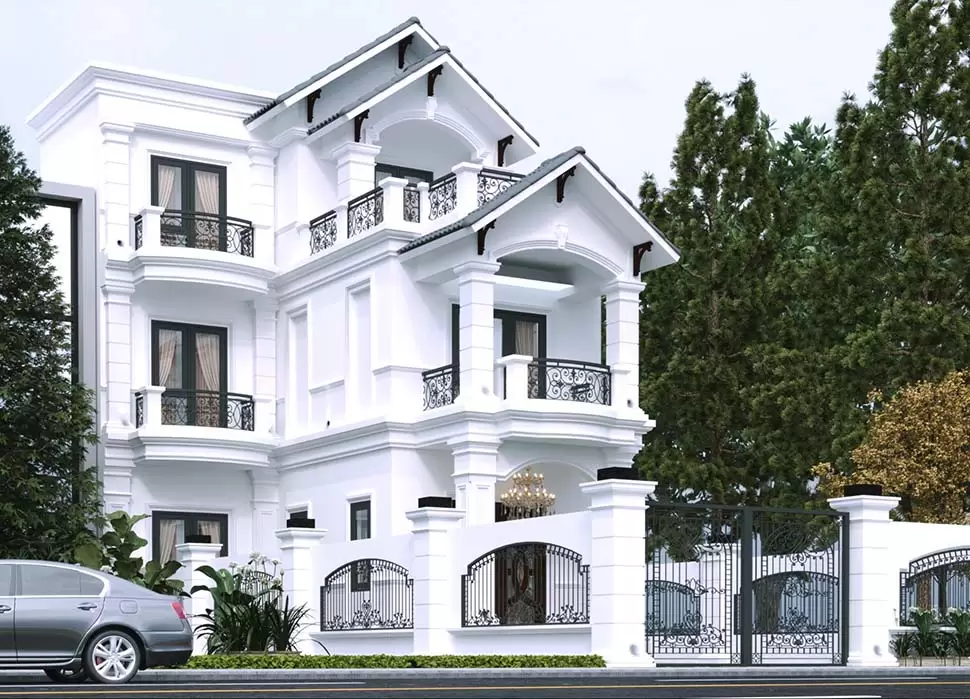 Mẫu biệt thự 3 tầng mái Thái phong cách hiện đại