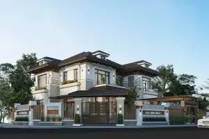 30+ Mẫu biệt thự 3 tầng mái thái hiện đại, sang trọng 2023