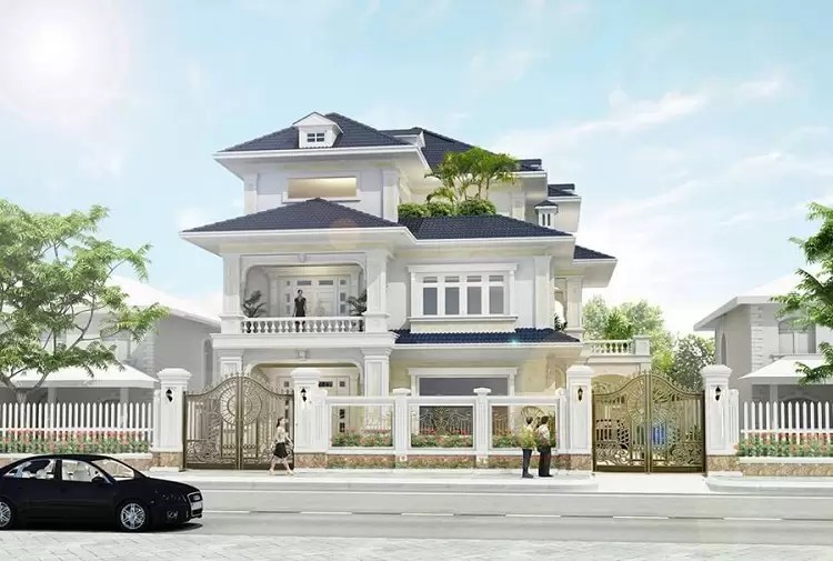 Mẫu biệt thự 3 tầng mái Thái phong cách hiện đại