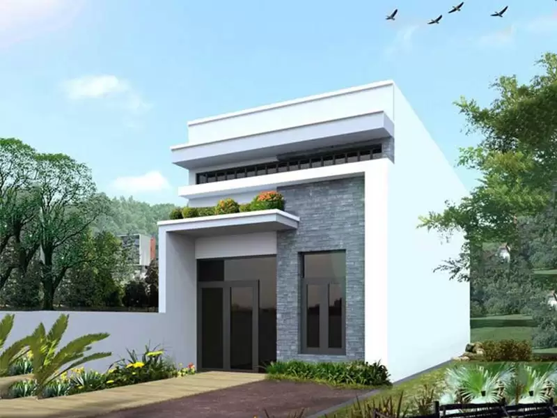 Mẫu nhà gác lửng mái bằng